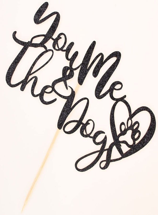 SWEETTALA You Me & the Dogs Cake Topper, Mr & Mrs Wedding Cake Decors, Bride and Groom Wedding Party Decorations, Dog Lovers Party Supplies, Black Glitter - Image 5