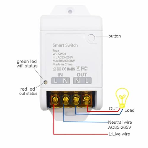 Protium 30A Smart Wireless WIFI with RF Switch Compatible with Alexa, Google home and Smart life app, White (Wifi Router/Hotspot Required) - Image 2