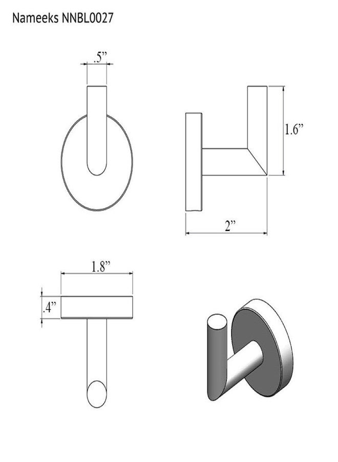 Nameeks NNBL0027 Luxury Hotel Polished Bathroom Hook, Chrome - Image 2