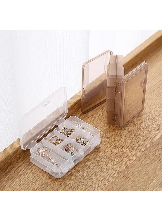 wolpin wolpin 1 Pc Jewellery Case Organiser With Adjustable Dividers 10 Grid, Storage Box Case Makeup Home Organizer, Transparent (Double sided, Plastic White)  - Image 1