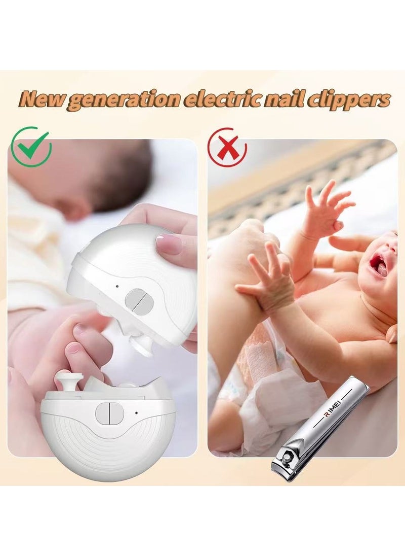2-in-1 Rechargeable USB Electric Fully Automatic Portable Nail Clippers / Suitable for Baby, Kids, Adults, Seniors Gray/White