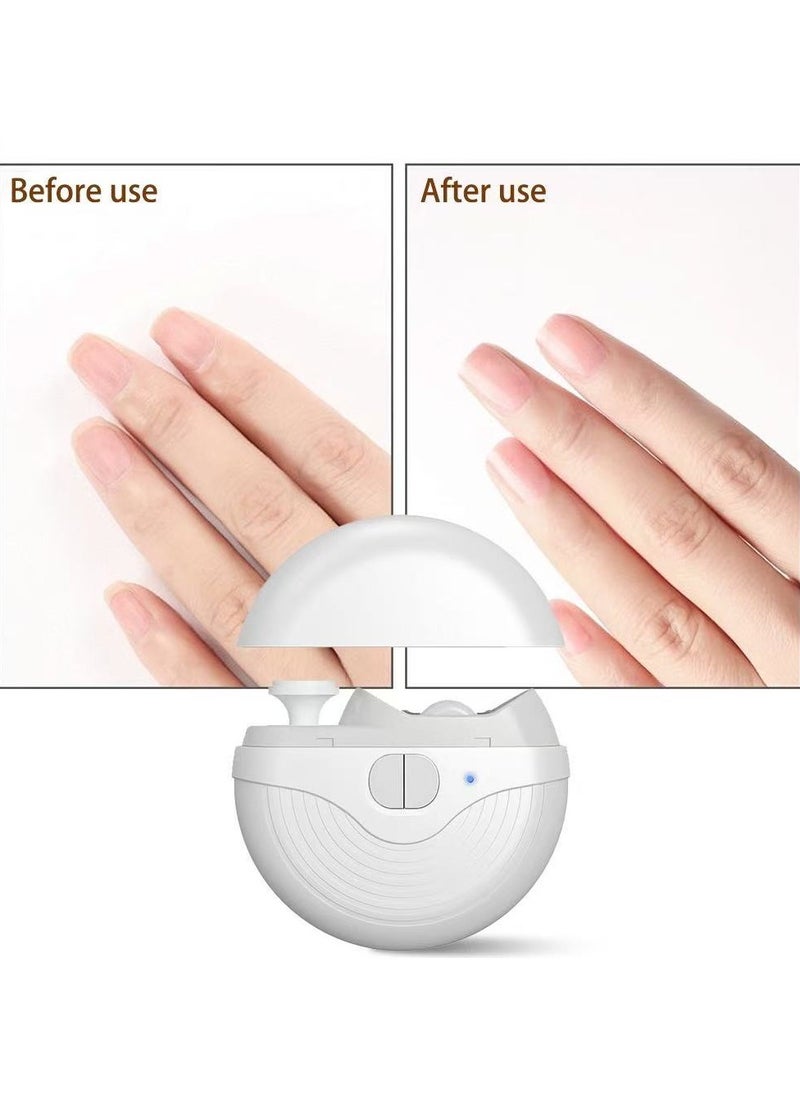 2-in-1 Rechargeable USB Electric Fully Automatic Portable Nail Clippers / Suitable for Baby, Kids, Adults, Seniors Gray/White