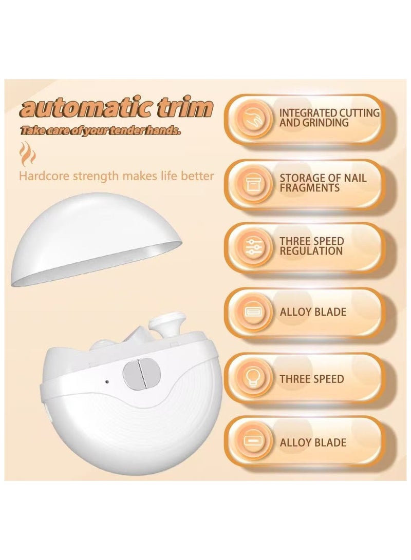 DKNG 2-in-1 Rechargeable USB Electric Fully Automatic Portable Nail Clippers / Suitable for Baby, Kids, Adults, Seniors Gray/White - Image 3