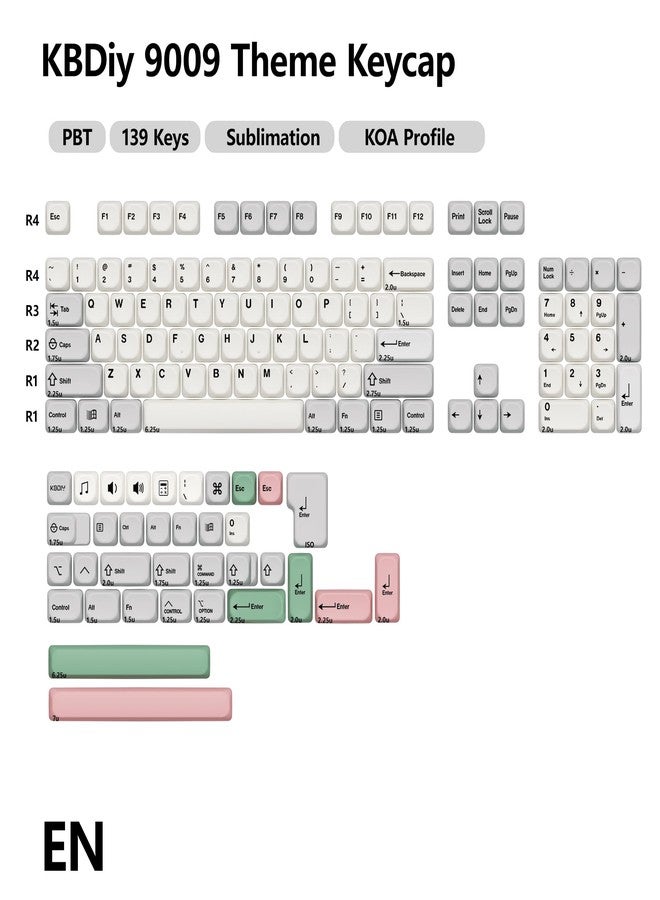 YMKPVR KBDiy 9009 Retro Keycaps 60 Percent,KOA Profile Dye-Sublimation PBT Custom Gaming Keyboard Keycap,139 Keys Cap Set for Cherry Gateron MX Switches Mechanical - Image 2