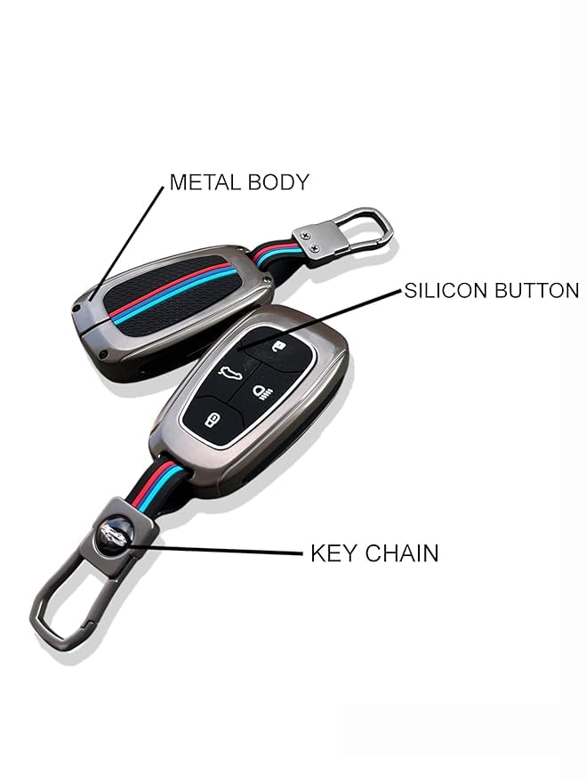 Cri8Hub Premium Metal Silicon Key Cover Compatible with Tata Nexon, Harrier | Safari | Altroz | Tigor | EV | Punch | Tiago EV Electric 4 Button Smart Key Special Feature Visible in low-light Condition - Image 5