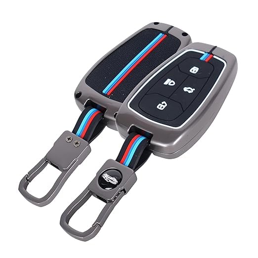 Cri8Hub Premium Metal Silicon Key Cover Compatible with Tata Nexon, Harrier | Safari | Altroz | Tigor | EV | Punch | Tiago EV Electric 4 Button Smart Key Special Feature Visible in low-light Condition - Image 3