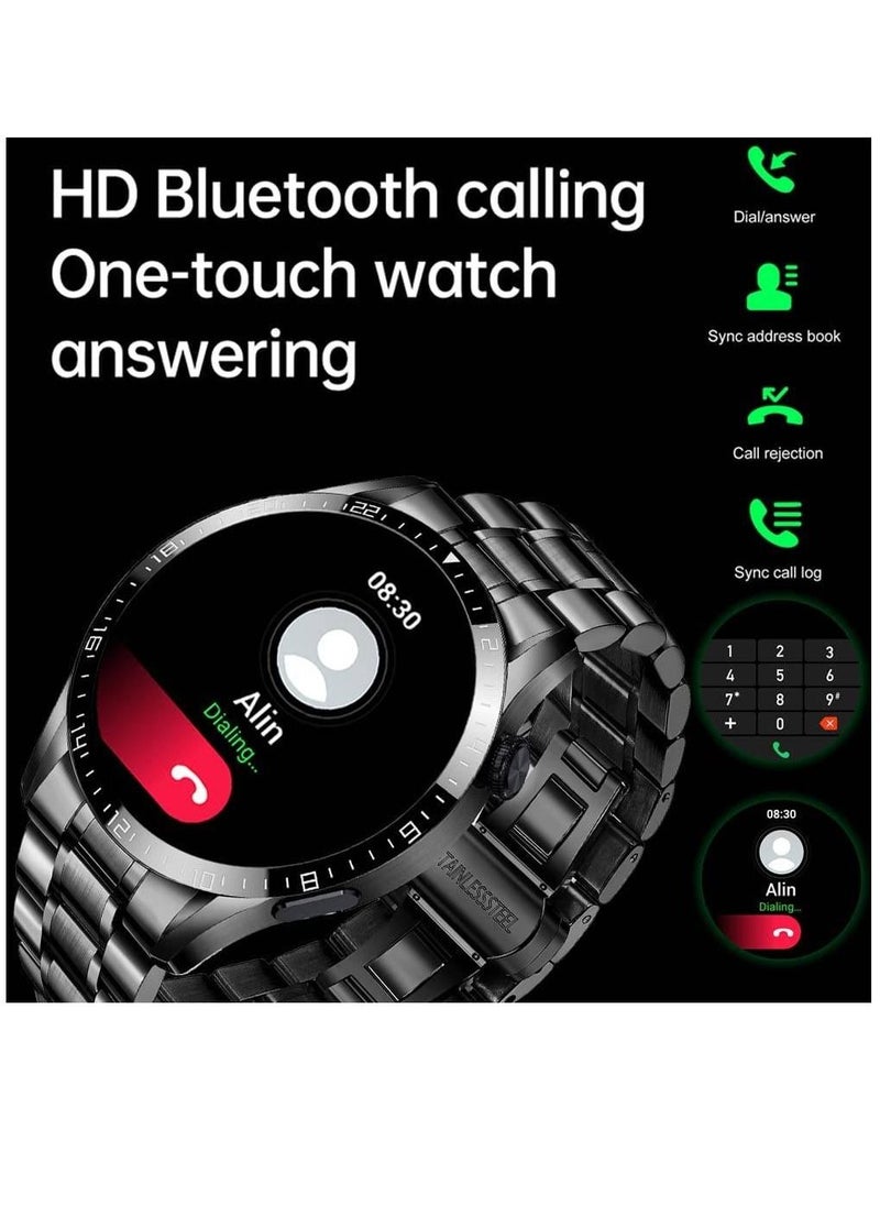Haino Teko - Germany Stainless Steel Fitness Watch IP67 Waterproof Activity Tracker with Heart Rate/Sleep Monitor Pedometer Smart Watch For Android iOS Black - Image 1
