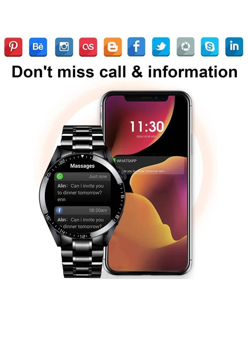 Haino Teko - Germany Stainless Steel Fitness Watch IP67 Waterproof Activity Tracker with Heart Rate/Sleep Monitor Pedometer Smart Watch For Android iOS Black - Image 1