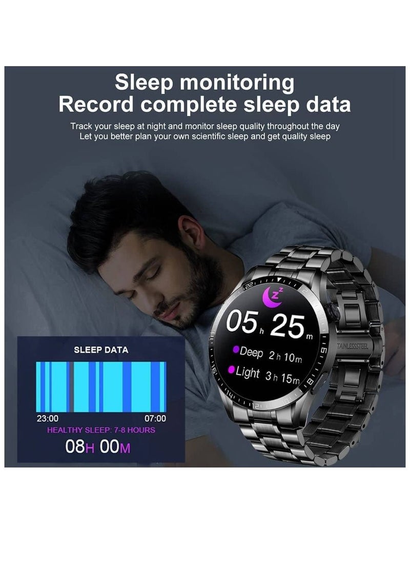 Haino Teko - Germany Stainless Steel Fitness Watch IP67 Waterproof Activity Tracker with Heart Rate/Sleep Monitor Pedometer Smart Watch For Android iOS Black - Image 1