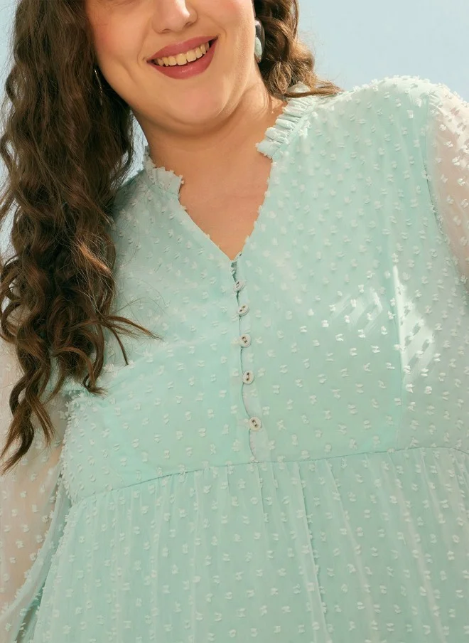 SASSAFRAS Sea Green Fit and Flare Midi Dress for Women