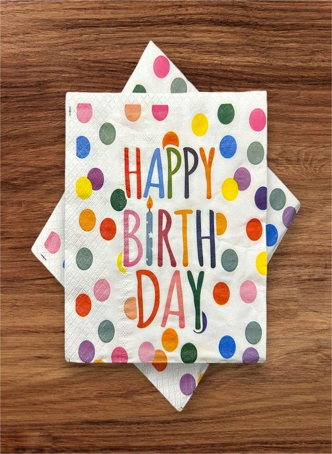 Nice Touch Happy Birthday Party Napkins, 3-Ply Printed Paper Napkins, Colourful Polka Dot Design (20 Pulls, 33 X 33 cm) - Image 2