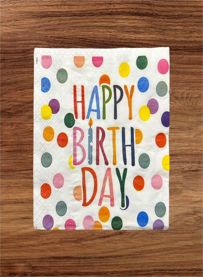 Nice Touch Happy Birthday Party Napkins, 3-Ply Printed Paper Napkins, Colourful Polka Dot Design (20 Pulls, 33 X 33 cm) - Image 4