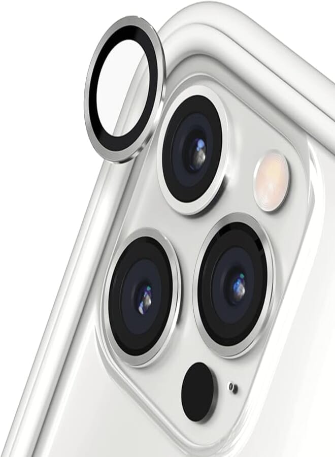 RhinoShield [3 Pack] Camera Lens Protector compatible with [iPhone 12 Pro Max] | High Clarity Scratch Proof 9H Tempered Glass and Aluminum Trim - Silver