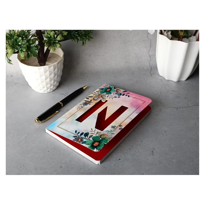 CRAFTOPIX Initial Alphabet N Lasercut Soft Bound Diary Notebook | B6 Size 6" x 4.9" Undated 192 Pages, 80 GSM | Perfect Binding Notebook for Office use, Personal Diary, Journaling - Image 2