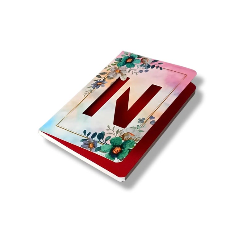 CRAFTOPIX Initial Alphabet N Lasercut Soft Bound Diary Notebook | B6 Size 6" x 4.9" Undated 192 Pages, 80 GSM | Perfect Binding Notebook for Office use, Personal Diary, Journaling - Image 1