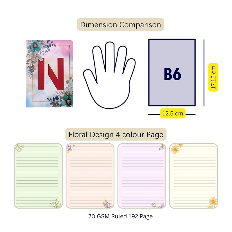 CRAFTOPIX Initial Alphabet N Lasercut Soft Bound Diary Notebook | B6 Size 6" x 4.9" Undated 192 Pages, 80 GSM | Perfect Binding Notebook for Office use, Personal Diary, Journaling - Image 5