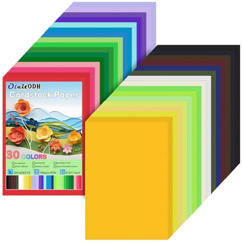Oleitodh Colored Cardstock Bulk 300 sheets, 8.5” x 11” Cardstock Paper 30 Assorted Colors Construction Paper,180 GSM Card Stock Scrapbooking Supplies for Diy Crafts Cricut Card Making - Image 1
