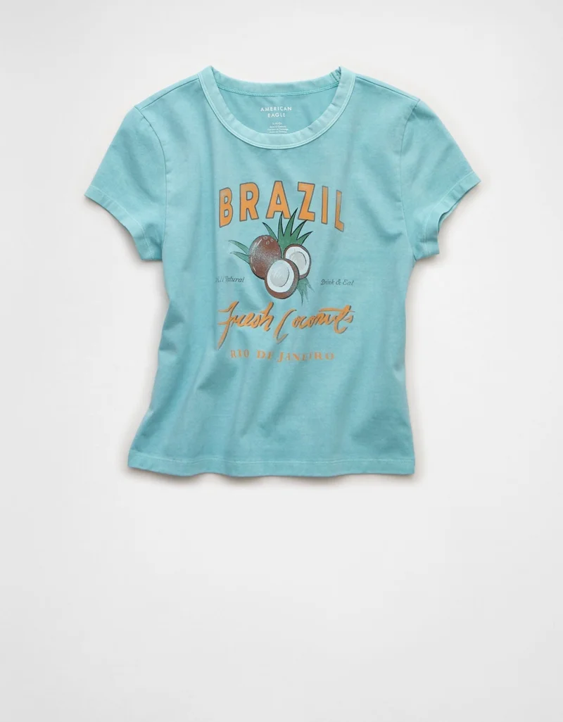 American Eagle  AE Cropped Graphic Baby Tee for Women | Best Price UAE