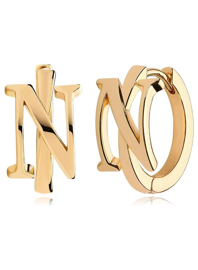 Mevecco Women Huggie Hoop Earrings Gold Initial Sleeper 14K Gold Filled Small Simple Delicate Handmade Hypoallergenic Personalized Jewelry Gift - 26 Letters - Image 1