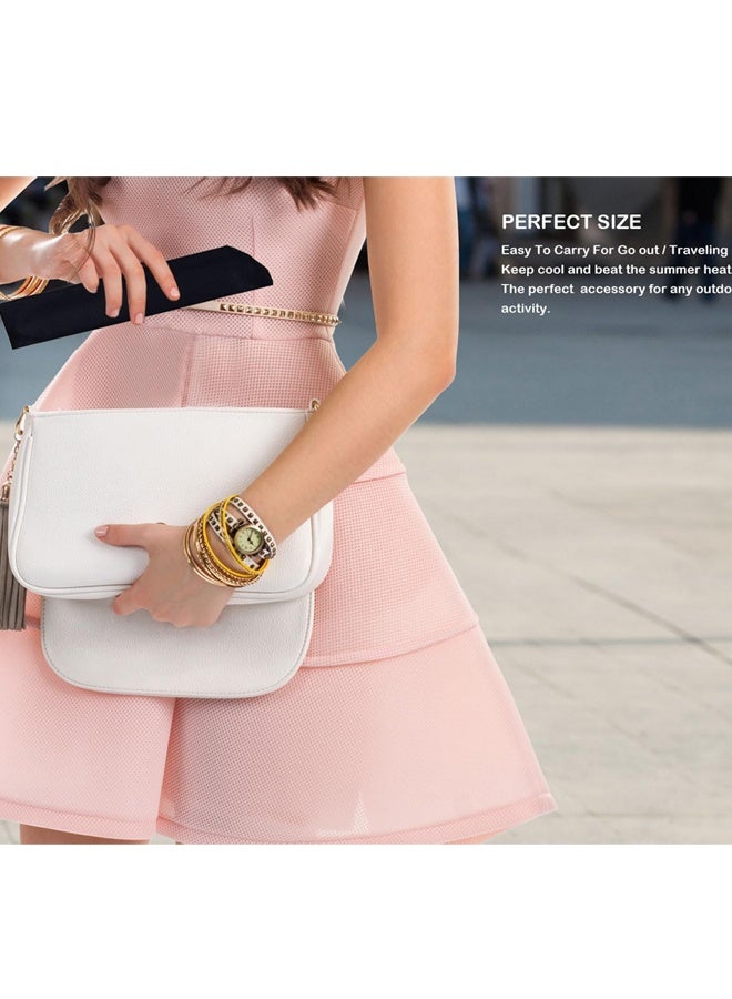 Hand Held Fan for Women Foldable, Chinese Japanese Vintage Bamboo Silk Folding Fans for Dance Music Festival Wedding Church Decoration (Black Lace) - Image 5