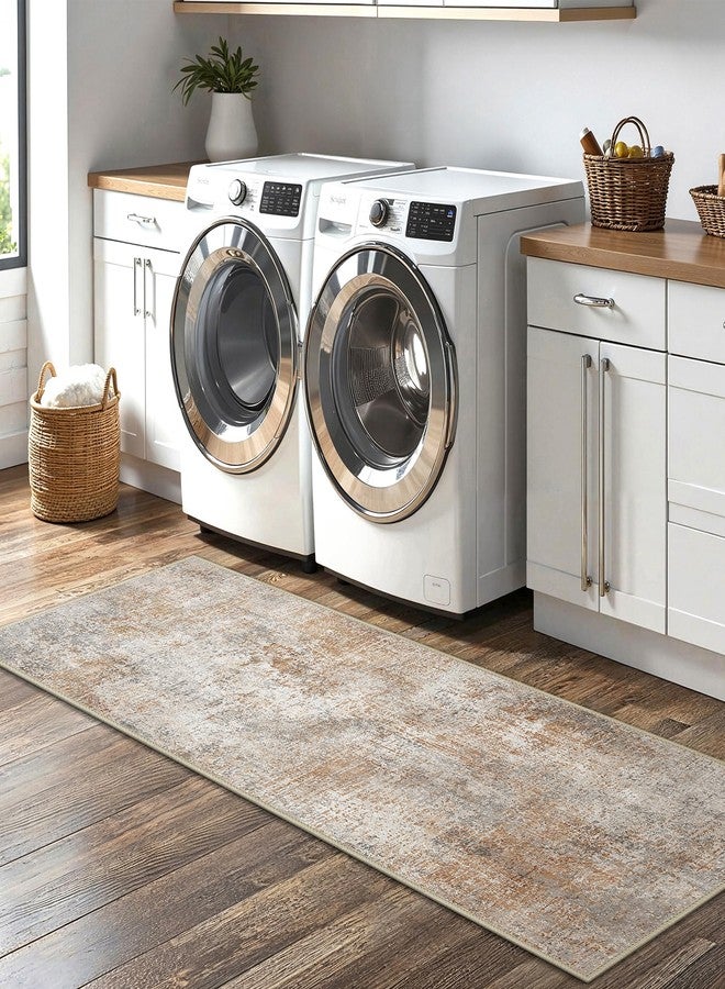 GENIMO Kitchen Rugs Sets of 3 Non Slip Washable Kitchen Mats for Floor, Waterproof Abstract Kitchen Runner Rug, Floor Mat Carpet for Hallway, Laundry, Sink, Entryway, Bathroom, Clay - Image 4