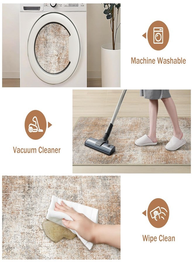 GENIMO Kitchen Rugs Sets of 3 Non Slip Washable Kitchen Mats for Floor, Waterproof Abstract Kitchen Runner Rug, Floor Mat Carpet for Hallway, Laundry, Sink, Entryway, Bathroom, Clay - Image 5
