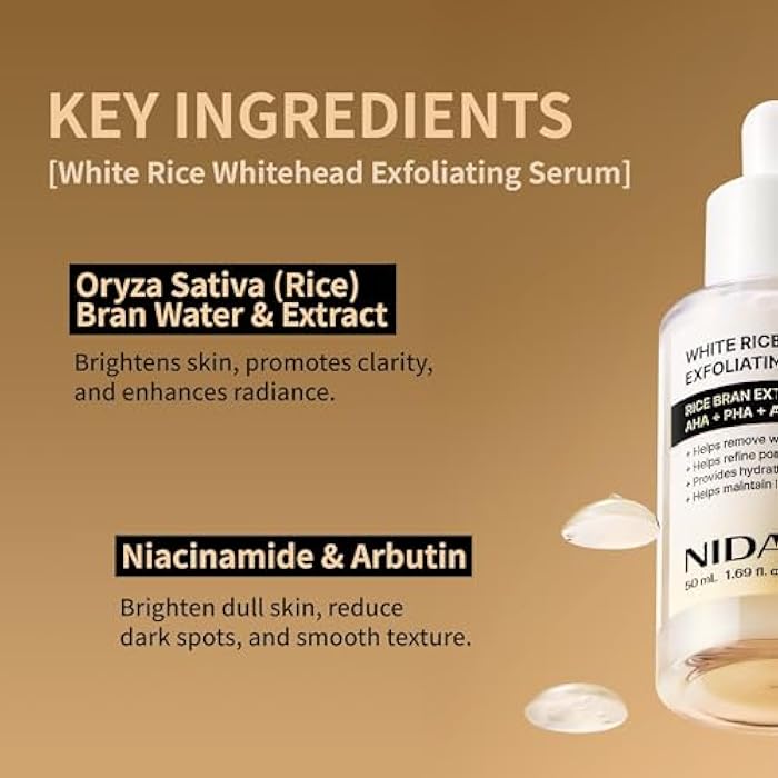 NIDA سيروم تقشير نيدا للأرز الأبيض | 1.69 أونصة سائلة، 50 مل | مقشر وجه يومي ناعم لإزالة خلايا الجلد الميتة لجميع أنواع البشرة للعناية بالبشرة الكورية - Image 4