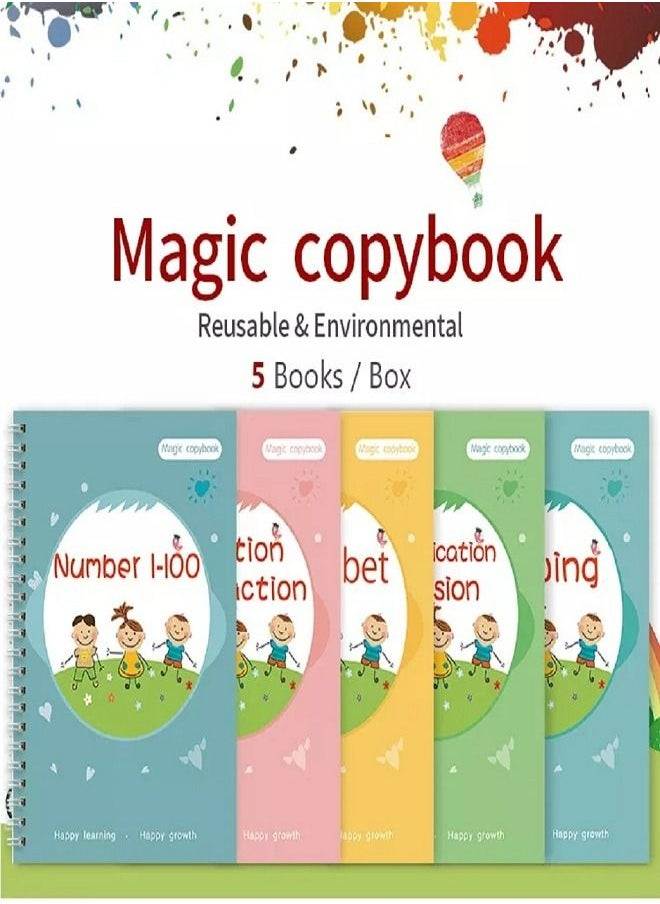 babyqlo Magic early education calligraphy reusable writing book set of five notebooks for young learner  - Image 2