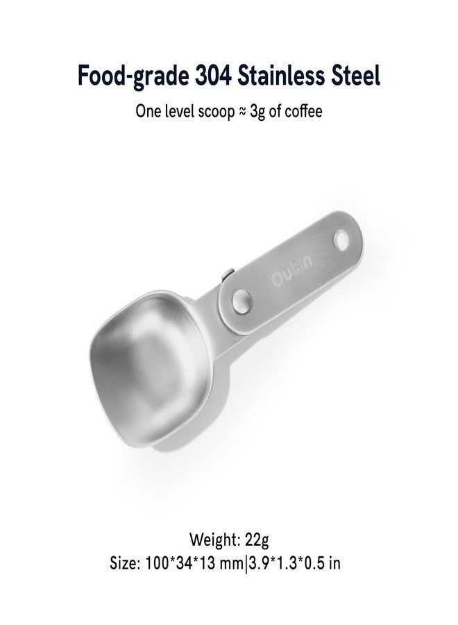 OutIn Foldable Coffee Spoon, 304 Stainless Steel Measuring Scoop, Portable Espresso Spoon for Coffee Beans Grounds, Home Office Travel Use - Image 2