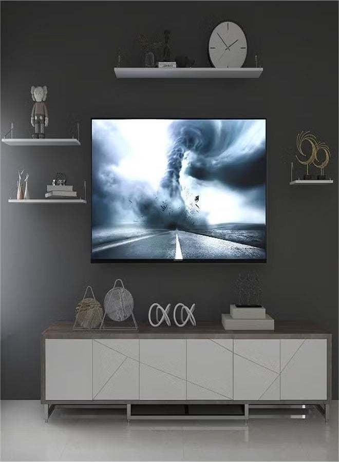 بيوينتي مجموعة رفوف الديكور المنزلية من 3 قطع، رفوف الخشب على الجدران، رفوف خشبية مع دعامات معدنية، مع أدوات التركيب، الرف الأبيض - Image 4