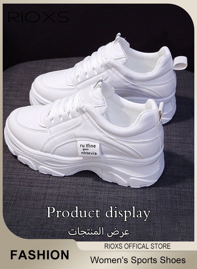 RIOXS Women's Sports Shoes, Breathable Platform Running Sneakers, Casual Wild Shoes For Jogging Walking, Ladies Platform Trainers, Fashion Increased Bottom Shoes, Lace-Up Sneakers For Women, Ladies Athlesiure Shoes  - Image 4