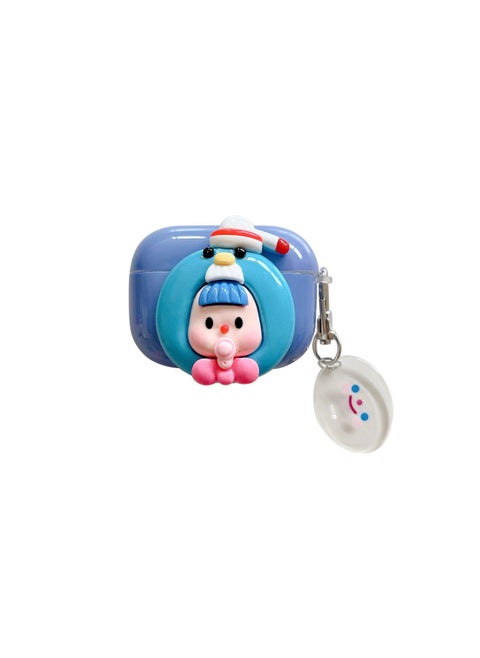 Suitable For AirPods 4 Earphone Set Creative Cartoon Shell For Apple1/2/pro2 Wireless Bluetooth Protective Cover Pendant-Color:Silicone Soft Shell + Pendant-pacifier Doll Blue-Model:Airpods 4 (protective Case)