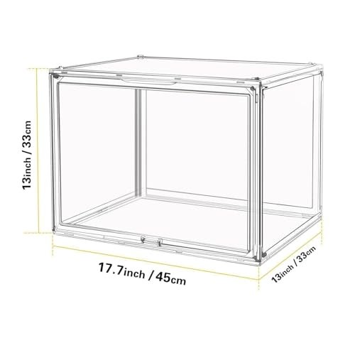 GUDEMAY Large Clear Stackable Plastic Storage Bins with Door, Dustproof Figures Collectibles Display Case, Football & Motorcycle Helmet Showcase, Basketball, Memorabilia Organizer Box (XL, Count, 1) - Image 2
