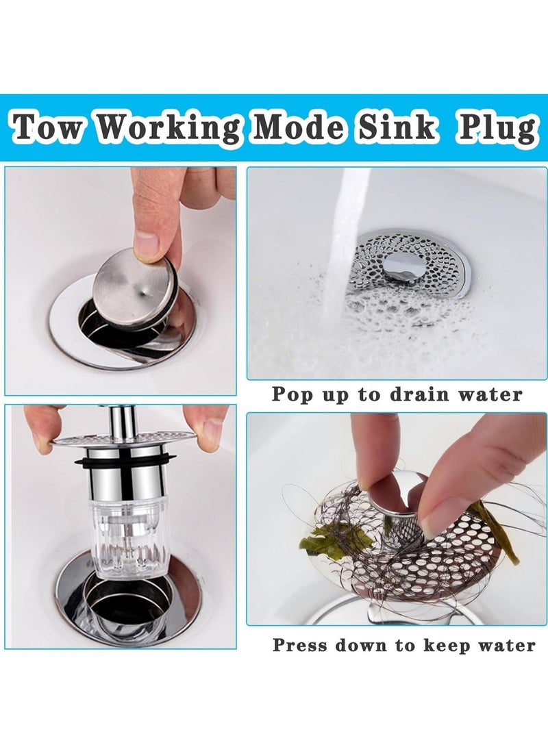 XiuWoo Upgraded Sink Bath Plug, Replacement Anti-odour Kitchen Pop Up Strainer Stopper, 34-37 mm Hole Stainless Steel Drain Plug Bathroom Plugs Universal for Wash Basins - Image 2