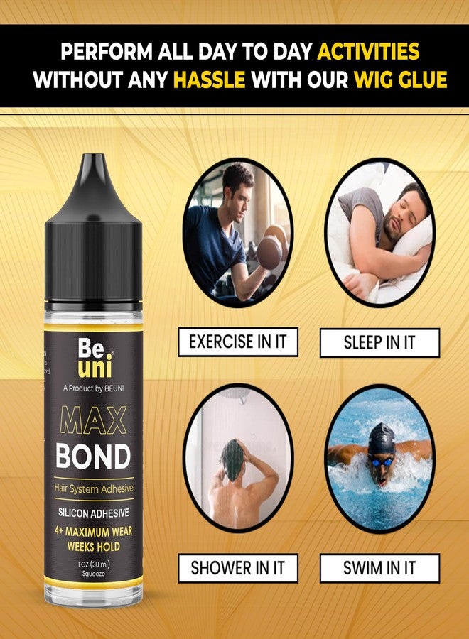 Beuni Max Bond Hair Patch Glue For Men - Strong Hold upto 3-4 Weeks | Hair Wig Glue Adhesive | Strong Hold, Water Proof, Skin Friendly | Pack of 1 (30 ML) (Pack of 1) - Image 2