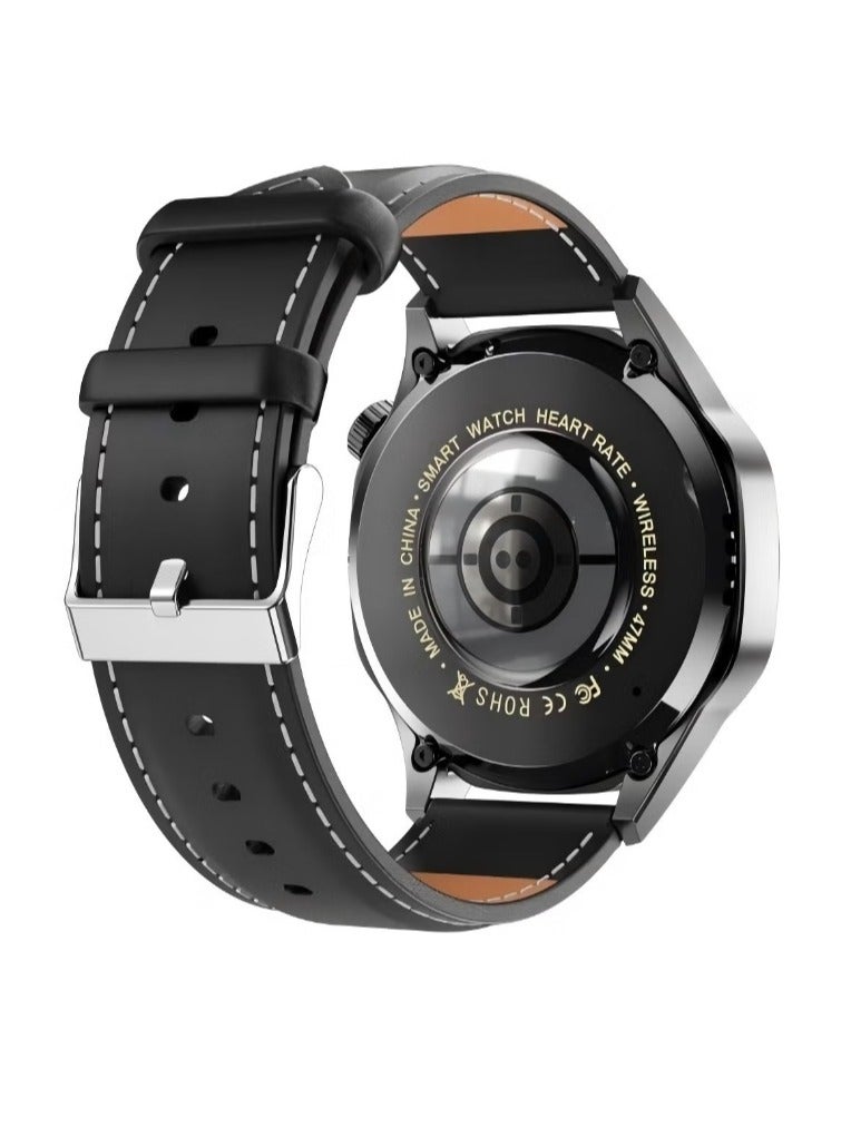 Beauenty Smart Watch GT5 With Bluetooth Calling Function (Answer/Make Calls), Fitness Tracking Watch With Sleep Monitoring Function, Suitable For IPhone/Android, IP68 Waterproof (Black silicone + Black leath - Image 4