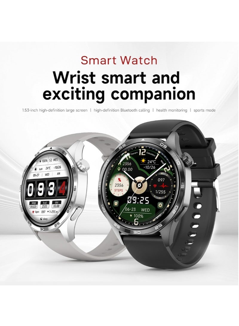 Beauenty Smart Watch GT5 With Bluetooth Calling Function (Answer/Make Calls), Fitness Tracking Watch With Sleep Monitoring Function, Suitable For IPhone/Android, IP68 Waterproof (Black silicone + Black leath - Image 5