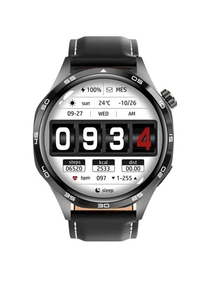 Beauenty Smart Watch GT5 With Bluetooth Calling Function (Answer/Make Calls), Fitness Tracking Watch With Sleep Monitoring Function, Suitable For IPhone/Android, IP68 Waterproof (Black silicone + Black leath - Image 3