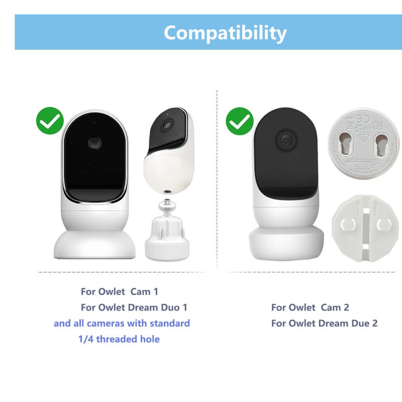 Derebir Adjustable Baby Monitor Wall Mount Compatible with Owlet Smart Baby Monitor Cam 2/ Cam Duo/Dream Duo 2 and Cameras with Standard 1/4 Threaded Hole. (Camera Not Included) - Image 2