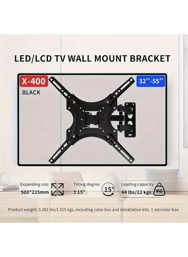Full Motion TV Wall Mount For 14 55 Inch Screens Swivel Tilt Extension VESA 400x400mm Holds 55LB Black Iron Material Size X400 - Image 5