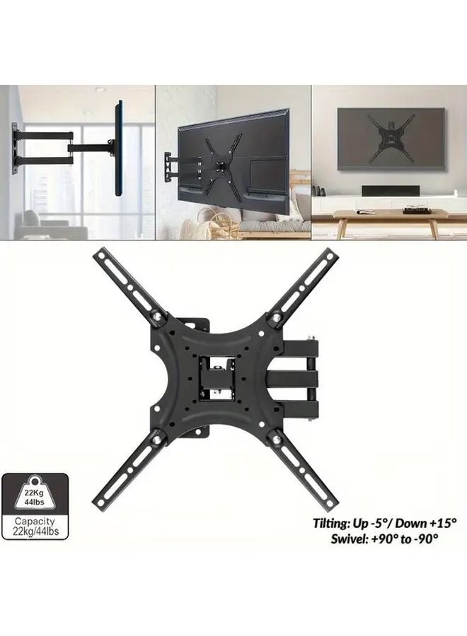 Full Motion TV Wall Mount For 14 55 Inch Screens Swivel Tilt Extension VESA 400x400mm Holds 55LB Black Iron Material Size X400 - Image 2