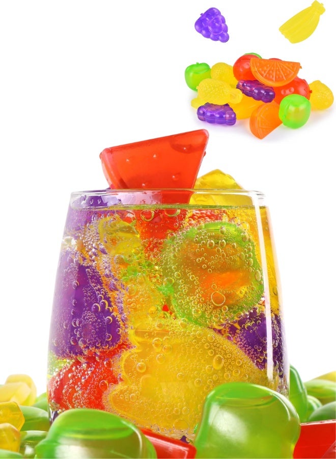 عبوة من 10 مكعبات ثلج قابلة لإعادة الاستخدام - بلاستيكية على شكل فاكهة، قابلة للغسل والتجميد | مكعبات ثلج ممتعة وصديقة للبيئة للعصائر والمشروبات الباردة والكوكتيلات والشاي والقهوة والماء - Image 1