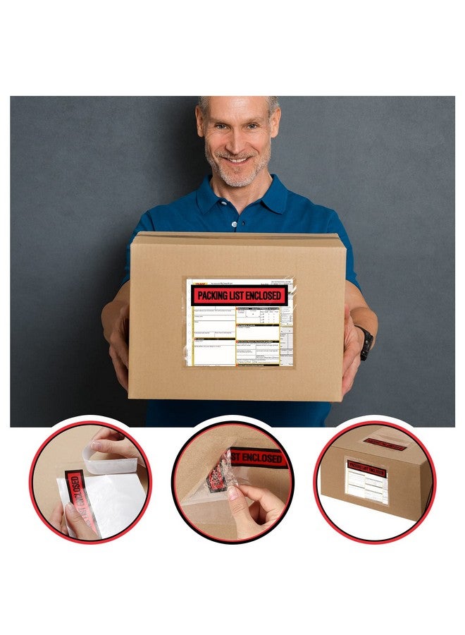 Teling 1000 Pcs Packing Slip Envelope Pouches Clear Self Adhesive Shipping Label Sleeves Waterproof Packing List Envelopes Pockets Top Loading Shipping Pouches Enclosed Bags (Red4.5"X 5.5")  - Image 4