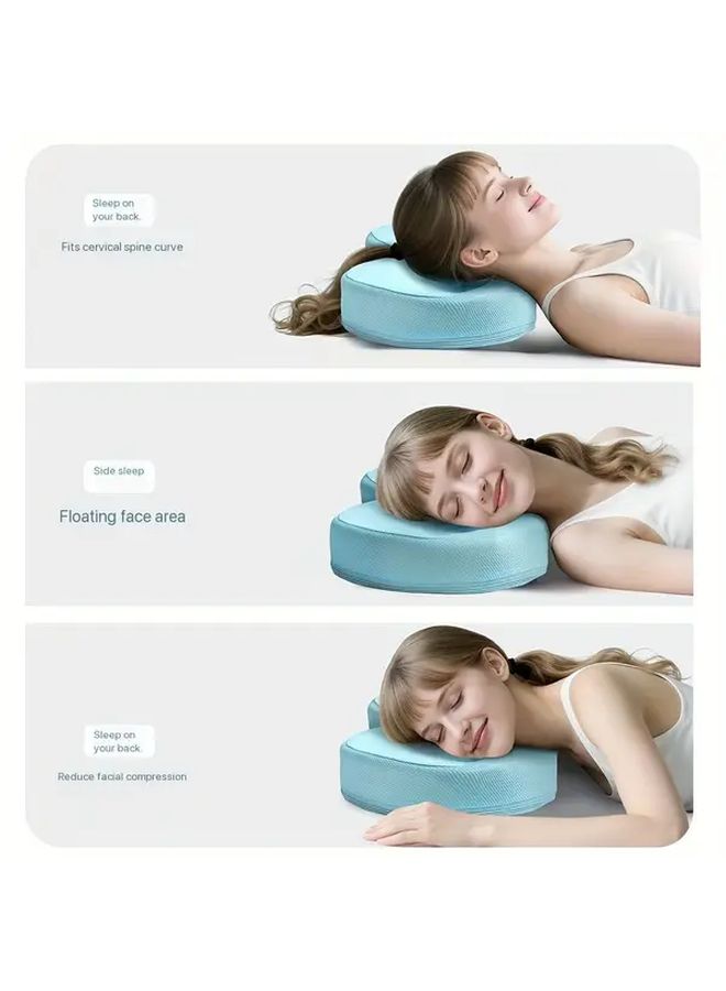 Sky Blue Cervical Support Pillow For Neck Pain Relief And Spine Alignment Removable Washable Cover - Image 5