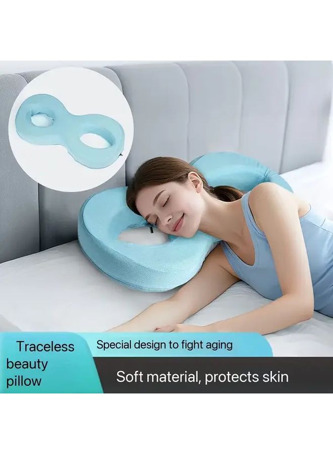 Sky Blue Cervical Support Pillow For Neck Pain Relief And Spine Alignment Removable Washable Cover - Image 1