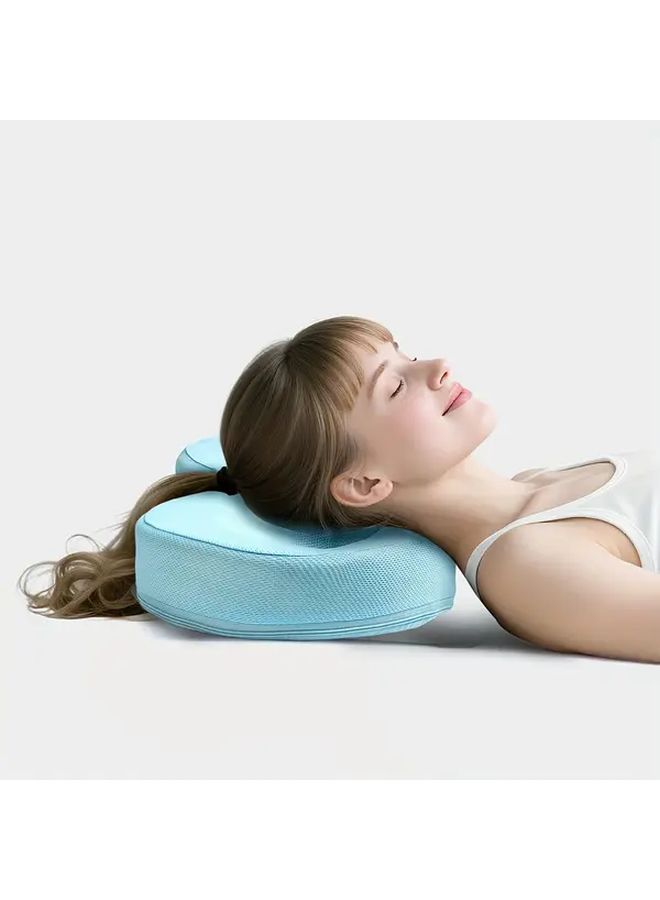 Sky Blue Cervical Support Pillow For Neck Pain Relief And Spine Alignment Removable Washable Cover - Image 4