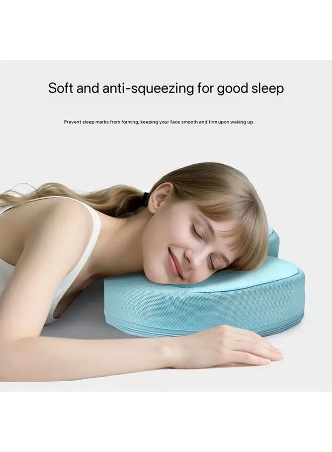 Sky Blue Cervical Support Pillow For Neck Pain Relief And Spine Alignment Removable Washable Cover - Image 2