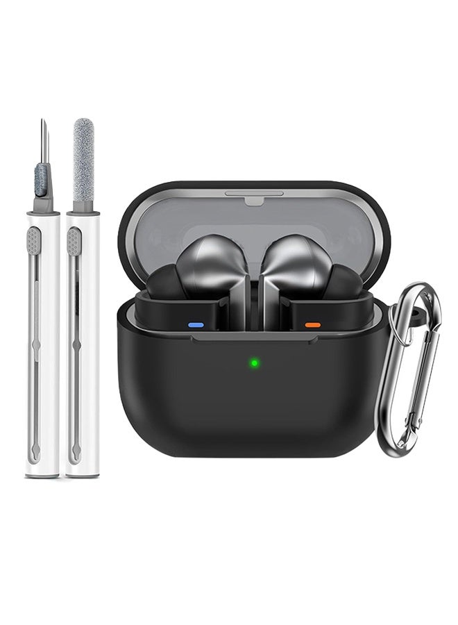 Earphone Housing and Cleaning kit, Compatible with Samsung Galaxy Buds 3 & Pro,  Soft Silicone Rugged Shockproof Case, Accurate Cut-outs - Black - Image 1