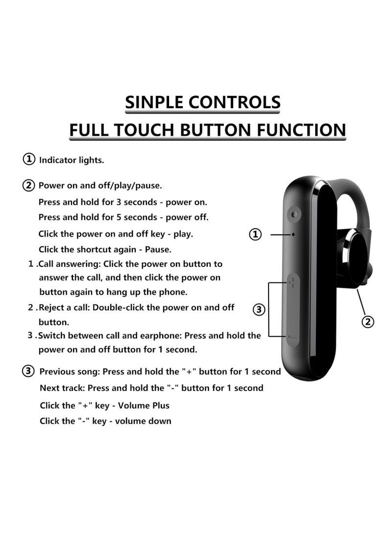 SYOSI Bluetooth earpiece V5.4 Single Ear Bluetooth Headset, with Noise Cancellation and Microphone Compatible, Talk time of 35 Hours Bluetooth Phone Headset, Available for iPhone and Android. (Z8) - Image 5