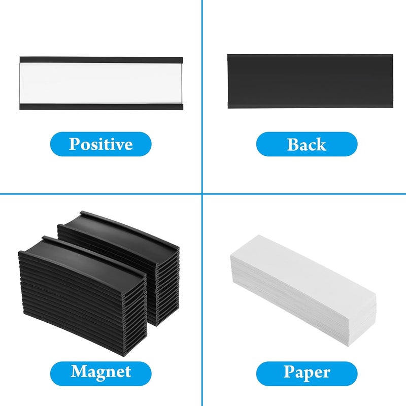 Outus 100 Pieces Magnetic Label Holders Labels Racks with Magnets Magnetic Data Card Holders with Protective Films and Replacement Strips for Shelf Bin (1 x 3 Inch) - Image 5